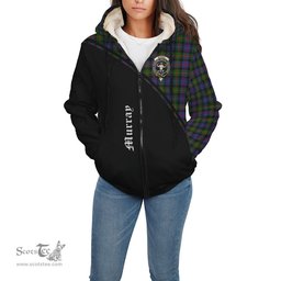 Scottish Murray of Atholl Modern Tartan Sherpa Hoodie with Family Crest Curve Style Tartan Fleece Hoodie Scottish Plaid Tartan Plaid - ScotsTee - scotstee.com