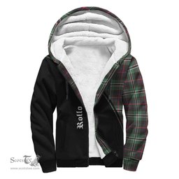 Scottish Rollo Hunting Tartan Sherpa Hoodie with Family Crest Curve Style Tartan Fleece Hoodie Scottish Plaid Tartan Plaid - ScotsTee - scotstee.com