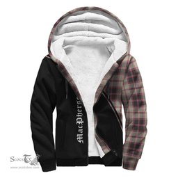 Scottish MacPherson Hunting Ancient Tartan Sherpa Hoodie with Family Crest Curve Style Tartan Fleece Hoodie Scottish Plaid Tartan Plaid - ScotsTee - scotstee.com