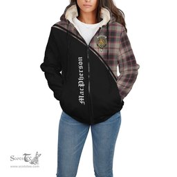 Scottish MacPherson Hunting Ancient Tartan Sherpa Hoodie with Family Crest Curve Style Tartan Fleece Hoodie Scottish Plaid Tartan Plaid - ScotsTee - scotstee.com