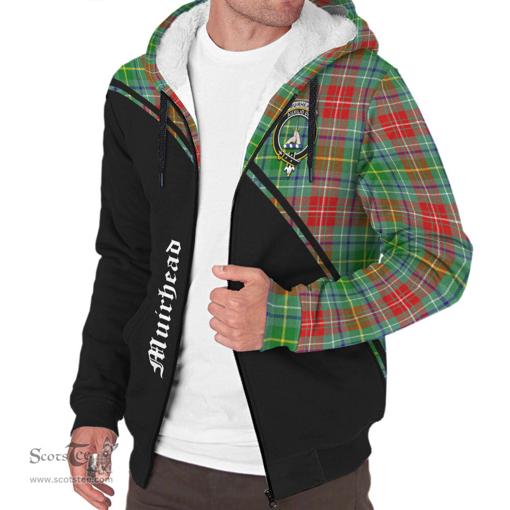 Scottish Muirhead Tartan Sherpa Hoodie with Family Crest Curve Style Tartan Fleece Hoodie Scottish Plaid Tartan Plaid - ScotsTee - scotstee.com