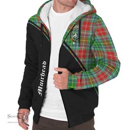 Scottish Muirhead Tartan Sherpa Hoodie with Family Crest Curve Style Tartan Fleece Hoodie Scottish Plaid Tartan Plaid - ScotsTee - scotstee.com