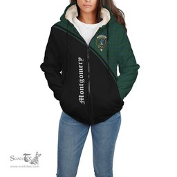 Scottish Montgomery Tartan Sherpa Hoodie with Family Crest Curve Style Tartan Fleece Hoodie Scottish Plaid Tartan Plaid - ScotsTee - scotstee.com