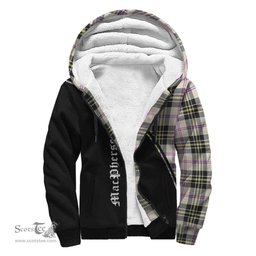 Scottish MacPherson Dress Ancient Tartan Sherpa Hoodie with Family Crest Curve Style Tartan Fleece Hoodie Scottish Plaid Tartan Plaid - ScotsTee - scotstee.com
