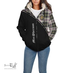Scottish MacPherson Dress Ancient Tartan Sherpa Hoodie with Family Crest Curve Style Tartan Fleece Hoodie Scottish Plaid Tartan Plaid - ScotsTee - scotstee.com