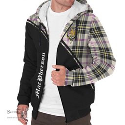 Scottish MacPherson Dress Ancient Tartan Sherpa Hoodie with Family Crest Curve Style Tartan Fleece Hoodie Scottish Plaid Tartan Plaid - ScotsTee - scotstee.com