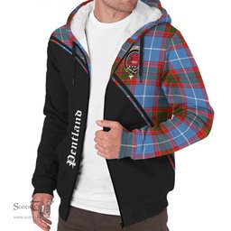 Scottish Pentland Tartan Sherpa Hoodie with Family Crest Curve Style Tartan Fleece Hoodie Scottish Plaid Tartan Plaid - ScotsTee - scotstee.com