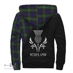 Scottish Nicolson Green Hunting Tartan Sherpa Hoodie with Family Crest Curve Style Tartan Fleece Hoodie Scottish Plaid Tartan Plaid - ScotsTee - scotstee.com
