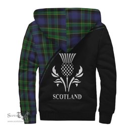 Scottish Mowat Tartan Sherpa Hoodie with Family Crest Curve Style Tartan Fleece Hoodie Scottish Plaid Tartan Plaid - ScotsTee - scotstee.com