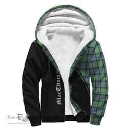 Scottish MacThomas Ancient Tartan Sherpa Hoodie with Family Crest Curve Style Tartan Fleece Hoodie Scottish Plaid Tartan Plaid - ScotsTee - scotstee.com