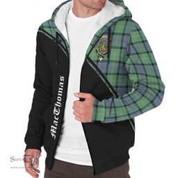 Scottish MacThomas Ancient Tartan Sherpa Hoodie with Family Crest Curve Style Tartan Fleece Hoodie Scottish Plaid Tartan Plaid - ScotsTee - scotstee.com