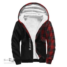 Scottish Ramsay Tartan Sherpa Hoodie with Family Crest Curve Style Tartan Fleece Hoodie Scottish Plaid Tartan Plaid - ScotsTee - scotstee.com