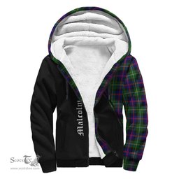 Scottish Malcolm Tartan Sherpa Hoodie with Family Crest Curve Style Tartan Fleece Hoodie Scottish Plaid Tartan Plaid - ScotsTee - scotstee.com