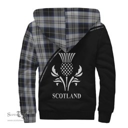 Scottish Menzies Black Dress Tartan Sherpa Hoodie with Family Crest Curve Style Tartan Fleece Hoodie Scottish Plaid Tartan Plaid - ScotsTee - scotstee.com