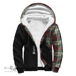 Scottish Rose White Dress Tartan Sherpa Hoodie with Family Crest Curve Style Tartan Fleece Hoodie Scottish Plaid Tartan Plaid - ScotsTee - scotstee.com