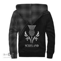 Scottish Stewart Mourning Tartan Sherpa Hoodie with Family Crest Curve Style Tartan Fleece Hoodie Scottish Plaid Tartan Plaid - ScotsTee - scotstee.com