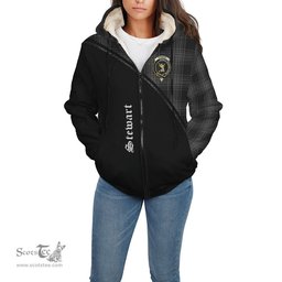Scottish Stewart Mourning Tartan Sherpa Hoodie with Family Crest Curve Style Tartan Fleece Hoodie Scottish Plaid Tartan Plaid - ScotsTee - scotstee.com