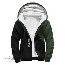 Scottish Shaw of Tordarroch Green Hunting Tartan Sherpa Hoodie with Family Crest Curve Style Tartan Fleece Hoodie Scottish Plaid Tartan Plaid - ScotsTee - scotstee.com