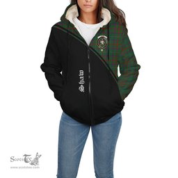 Scottish Shaw of Tordarroch Green Hunting Tartan Sherpa Hoodie with Family Crest Curve Style Tartan Fleece Hoodie Scottish Plaid Tartan Plaid - ScotsTee - scotstee.com