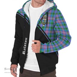 Scottish Ralston Tartan Sherpa Hoodie with Family Crest Curve Style Tartan Fleece Hoodie Scottish Plaid Tartan Plaid - ScotsTee - scotstee.com