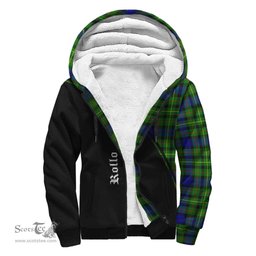 Scottish Rollo Modern Tartan Sherpa Hoodie with Family Crest Curve Style Tartan Fleece Hoodie Scottish Plaid Tartan Plaid - ScotsTee - scotstee.com