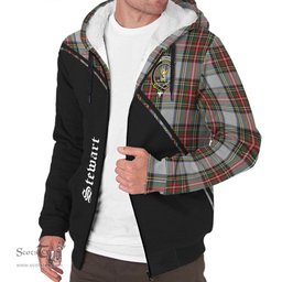 Scottish Stewart Dress Tartan Sherpa Hoodie with Family Crest Curve Style Tartan Fleece Hoodie Scottish Plaid Tartan Plaid - ScotsTee - scotstee.com