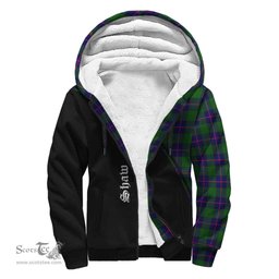 Scottish Shaw Modern Tartan Sherpa Hoodie with Family Crest Curve Style Tartan Fleece Hoodie Scottish Plaid Tartan Plaid - ScotsTee - scotstee.com