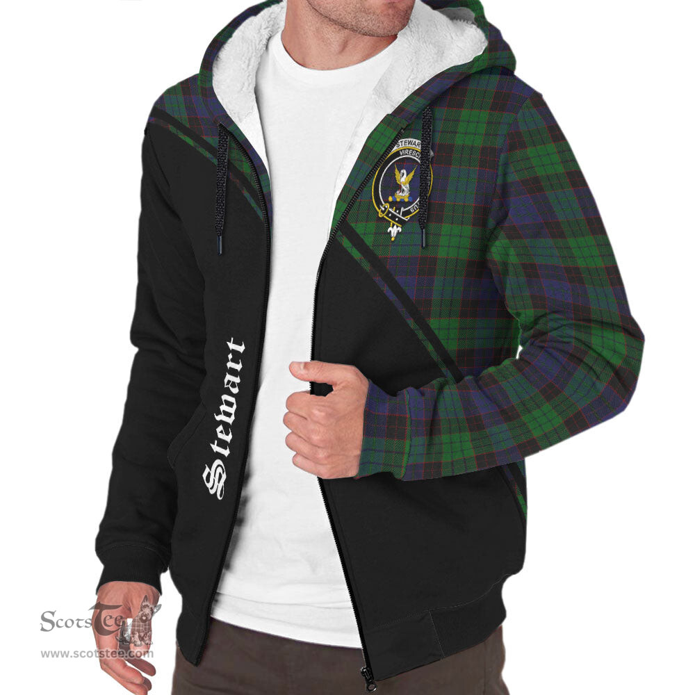 Scottish Stewart Old Tartan Sherpa Hoodie with Family Crest Curve Style Tartan Fleece Hoodie Scottish Plaid Tartan Plaid - ScotsTee - scotstee.com