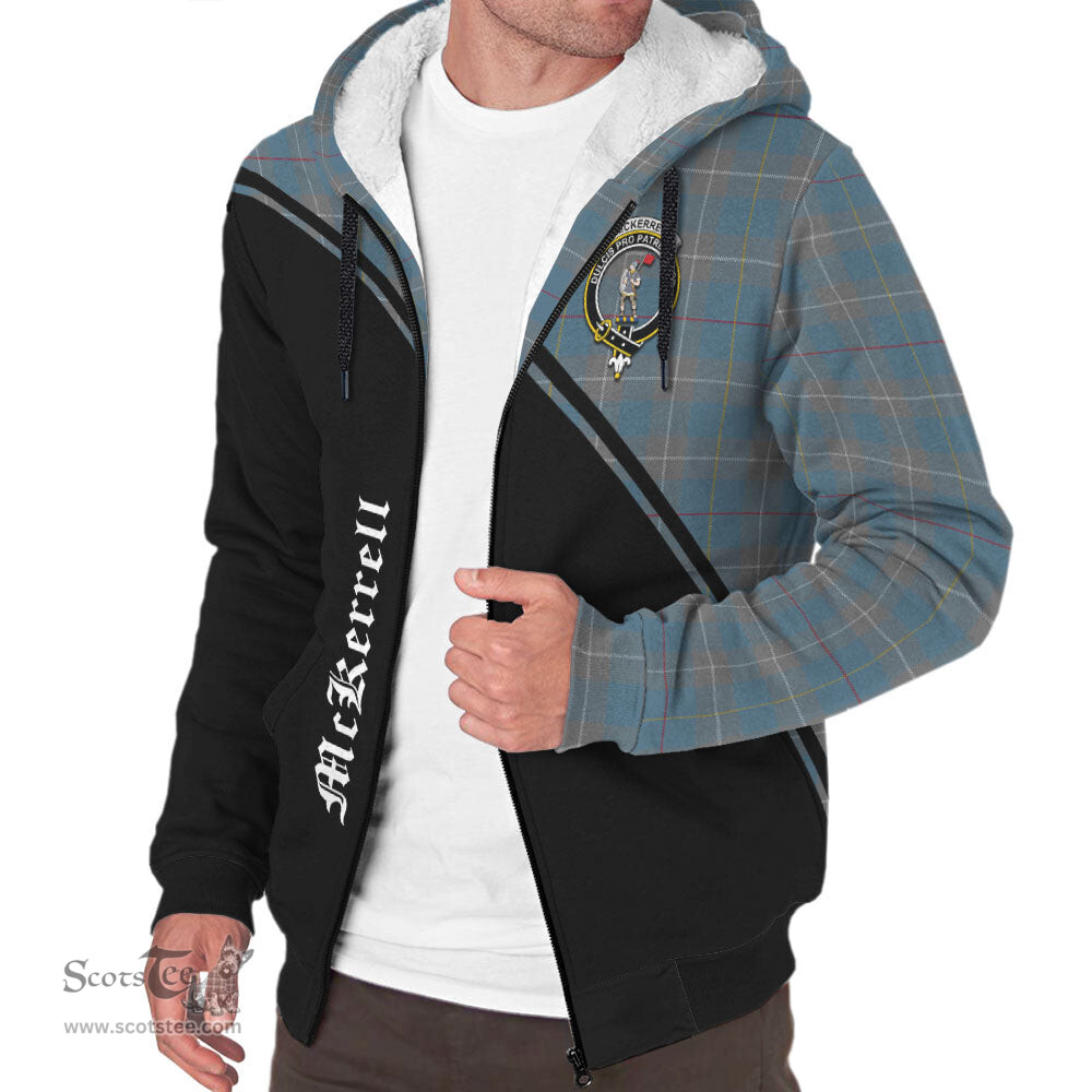 Scottish McKerrell of Hillhouse Dress Tartan Sherpa Hoodie with Family Crest Curve Style Tartan Fleece Hoodie Scottish Plaid Tartan Plaid - ScotsTee - scotstee.com
