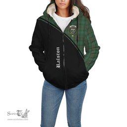 Scottish Ralston USA Tartan Sherpa Hoodie with Family Crest Curve Style Tartan Fleece Hoodie Scottish Plaid Tartan Plaid - ScotsTee - scotstee.com