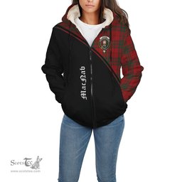 Scottish MacNab Tartan Sherpa Hoodie with Family Crest Curve Style Tartan Fleece Hoodie Scottish Plaid Tartan Plaid - ScotsTee - scotstee.com