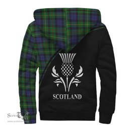 Scottish Rollo Tartan Sherpa Hoodie with Family Crest Curve Style Tartan Fleece Hoodie Scottish Plaid Tartan Plaid - ScotsTee - scotstee.com
