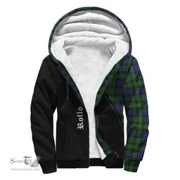 Scottish Rollo Tartan Sherpa Hoodie with Family Crest Curve Style Tartan Fleece Hoodie Scottish Plaid Tartan Plaid - ScotsTee - scotstee.com