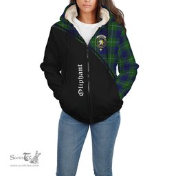 Scottish Oliphant Modern Tartan Sherpa Hoodie with Family Crest Curve Style Tartan Fleece Hoodie Scottish Plaid Tartan Plaid - ScotsTee - scotstee.com