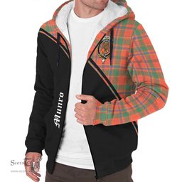 Scottish Munro Ancient Tartan Sherpa Hoodie with Family Crest Curve Style Tartan Fleece Hoodie Scottish Plaid Tartan Plaid - ScotsTee - scotstee.com