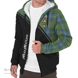 Scottish MacMillan Hunting Ancient Tartan Sherpa Hoodie with Family Crest Curve Style Tartan Fleece Hoodie Scottish Plaid Tartan Plaid - ScotsTee - scotstee.com