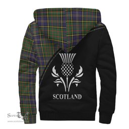 Scottish MacMillan Hunting Modern Tartan Sherpa Hoodie with Family Crest Curve Style Tartan Fleece Hoodie Scottish Plaid Tartan Plaid - ScotsTee - scotstee.com