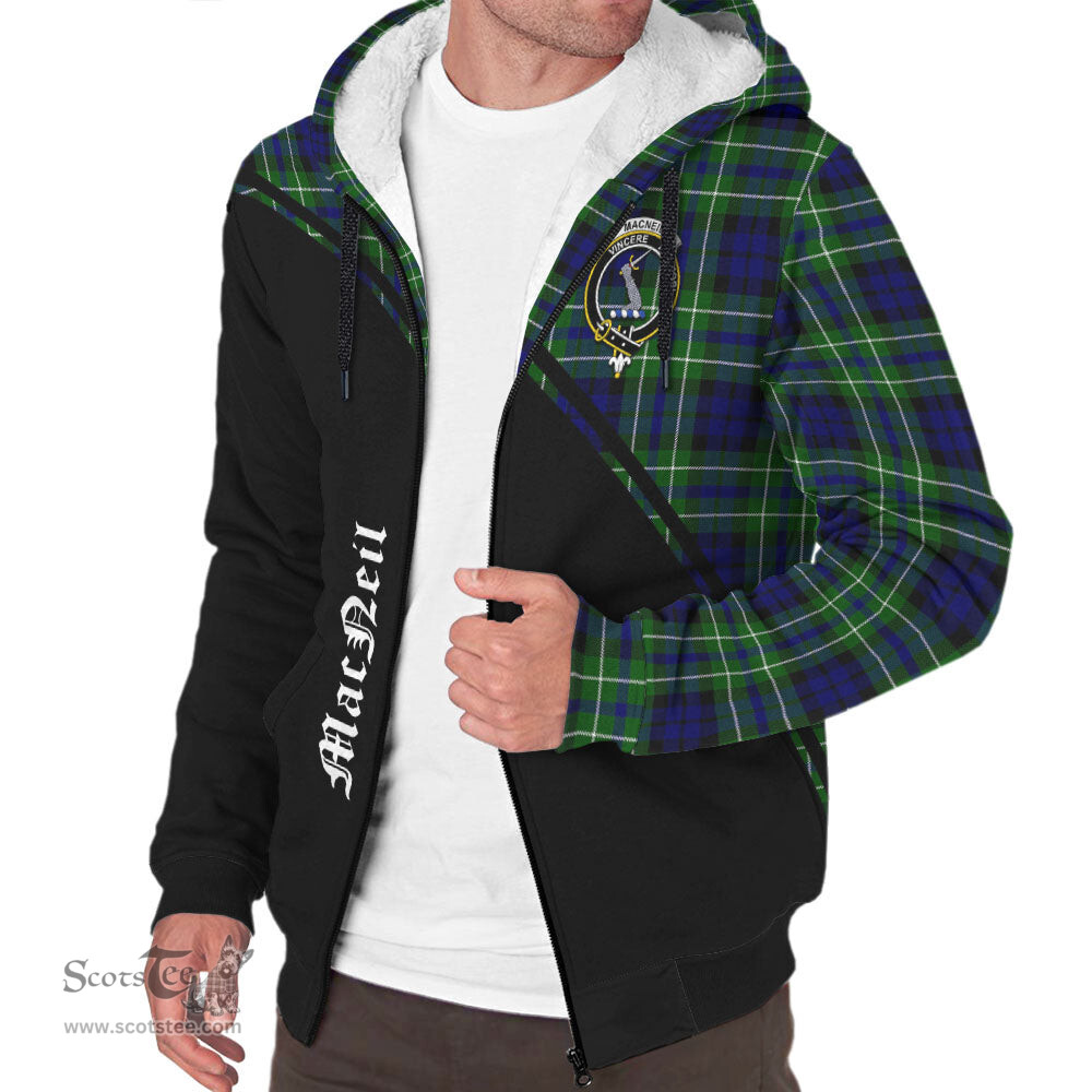 Scottish MacNeil of Colonsay Modern Tartan Sherpa Hoodie with Family Crest Curve Style Tartan Fleece Hoodie Scottish Plaid Tartan Plaid - ScotsTee - scotstee.com