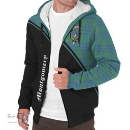 Scottish Montgomery Ancient Tartan Sherpa Hoodie with Family Crest Curve Style Tartan Fleece Hoodie Scottish Plaid Tartan Plaid - ScotsTee - scotstee.com