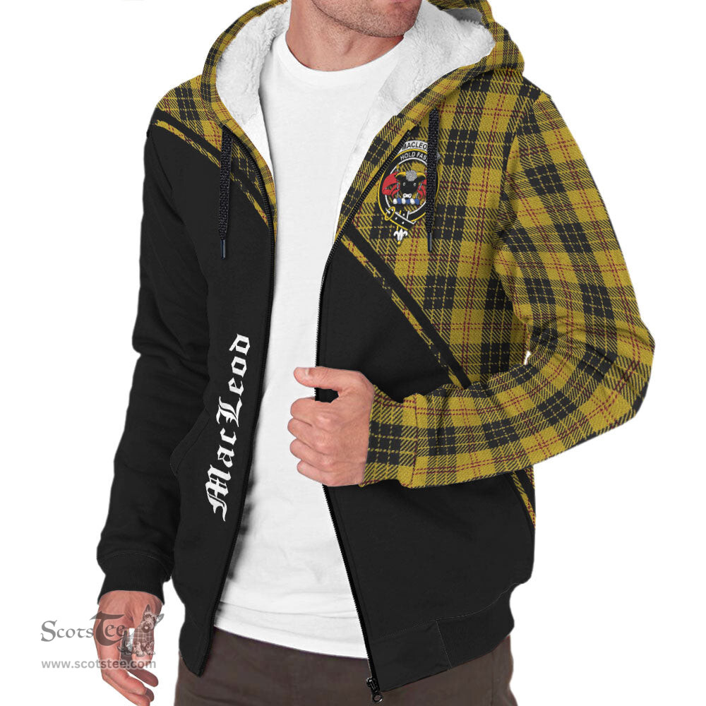 Scottish MacLeod Tartan Sherpa Hoodie with Family Crest Curve Style Tartan Fleece Hoodie Scottish Plaid Tartan Plaid - ScotsTee - scotstee.com