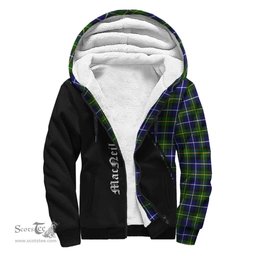 Scottish MacNeil of Barra Modern Tartan Sherpa Hoodie with Family Crest Curve Style Tartan Fleece Hoodie Scottish Plaid Tartan Plaid - ScotsTee - scotstee.com