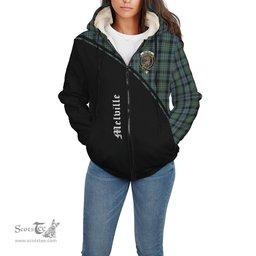 Scottish Melville Tartan Sherpa Hoodie with Family Crest Curve Style Tartan Fleece Hoodie Scottish Plaid Tartan Plaid - ScotsTee - scotstee.com