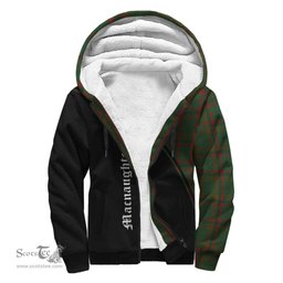 Scottish Macnaughton Hunting Tartan Sherpa Hoodie with Family Crest Curve Style Tartan Fleece Hoodie Scottish Plaid Tartan Plaid - ScotsTee - scotstee.com