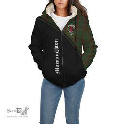 Scottish Macnaughton Hunting Tartan Sherpa Hoodie with Family Crest Curve Style Tartan Fleece Hoodie Scottish Plaid Tartan Plaid - ScotsTee - scotstee.com