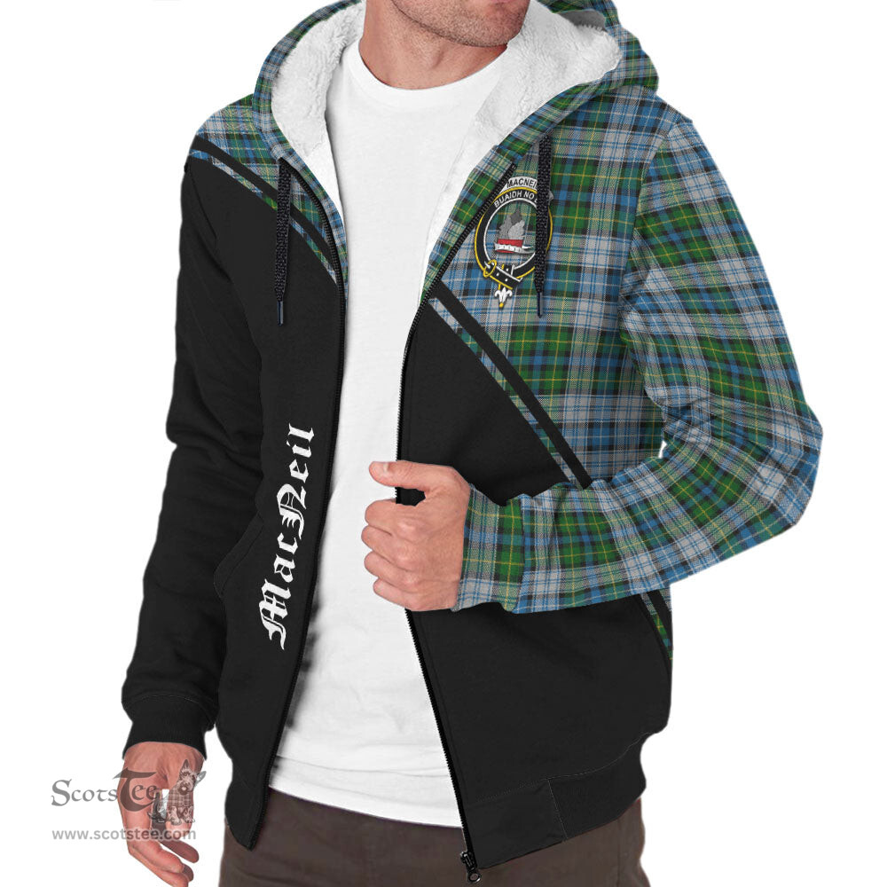 Scottish MacNeil Dress Tartan Sherpa Hoodie with Family Crest Curve Style Tartan Fleece Hoodie Scottish Plaid Tartan Plaid - ScotsTee - scotstee.com