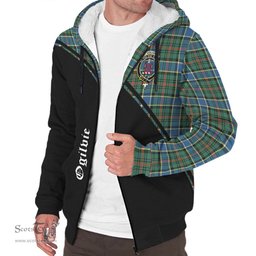 Scottish Ogilvie (Ogilvy) Hunting Ancient Tartan Sherpa Hoodie with Family Crest Curve Style Tartan Fleece Hoodie Scottish Plaid Tartan Plaid - ScotsTee - scotstee.com