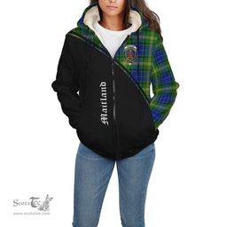 Scottish Maitland Tartan Sherpa Hoodie with Family Crest Curve Style Tartan Fleece Hoodie Scottish Plaid Tartan Plaid - ScotsTee - scotstee.com