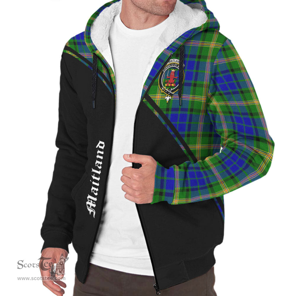 Scottish Maitland Tartan Sherpa Hoodie with Family Crest Curve Style Tartan Fleece Hoodie Scottish Plaid Tartan Plaid - ScotsTee - scotstee.com