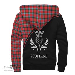 Scottish Sinclair Modern Tartan Sherpa Hoodie with Family Crest Curve Style Tartan Fleece Hoodie Scottish Plaid Tartan Plaid - ScotsTee - scotstee.com