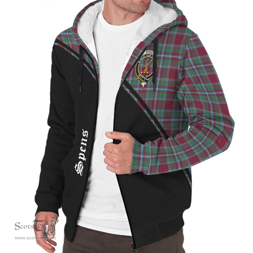 Scottish Spens (Spence) Tartan Sherpa Hoodie with Family Crest Curve Style Tartan Fleece Hoodie Scottish Plaid Tartan Plaid - ScotsTee - scotstee.com